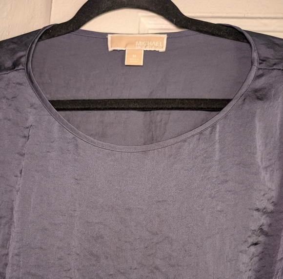 Michael Kors Blue Smocked Blouse with Square Neckline - Picture 7 of 7